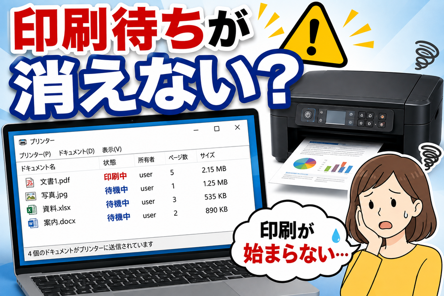印刷待ちが消えない・印刷が始まらない原因｜Windowsで印刷キューを削除する方法