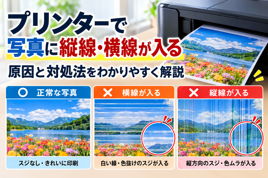 プリンターで写真に縦線・横線が入る原因｜スジを消してきれいに印刷する方法