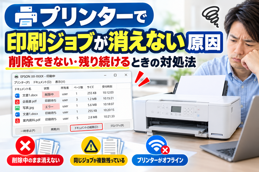 プリンターで印刷ジョブが消えない原因｜削除できない・残り続けるときの対処法
