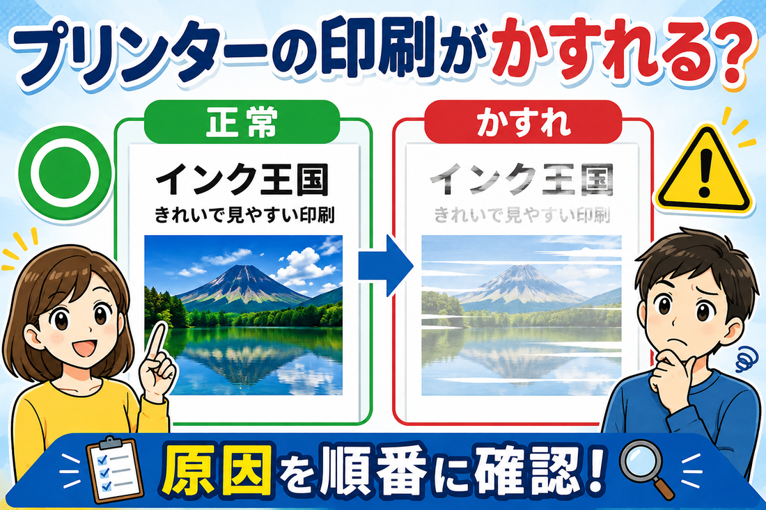 プリンターの印刷がかすれる原因と対処法｜文字や写真が薄い・白いすじが出るときの確認手順