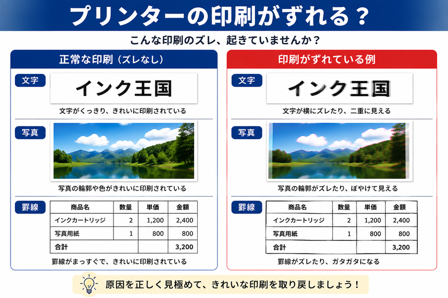 プリンターの印刷がずれる原因｜文字・写真・罫線がずれるときの対処法
