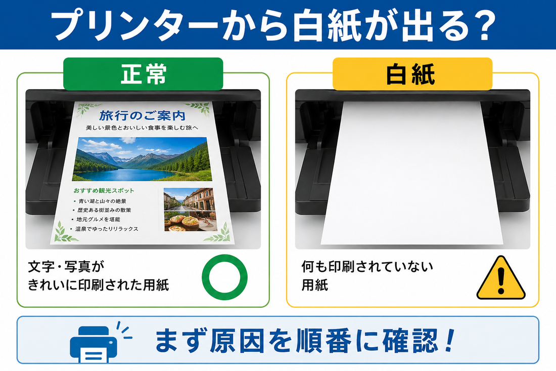 プリンターで白紙が出てくる原因｜印刷されないときの確認方法を解説