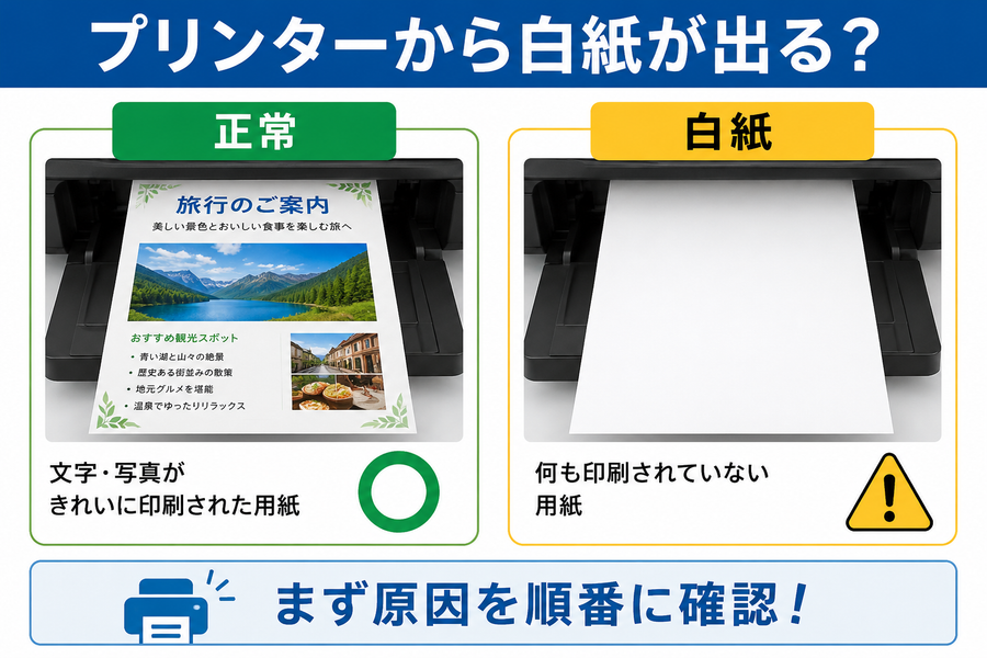 プリンターで白紙が出てくる原因｜印刷されないときの確認方法を解説