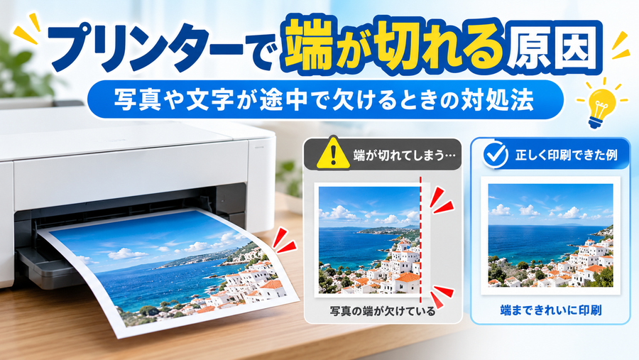 プリンターで端が切れる原因｜写真や文字が途中で欠けるときの対処法