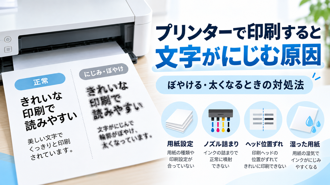 プリンターで印刷すると文字がにじむ原因｜ぼやける・太くなるときの対処法