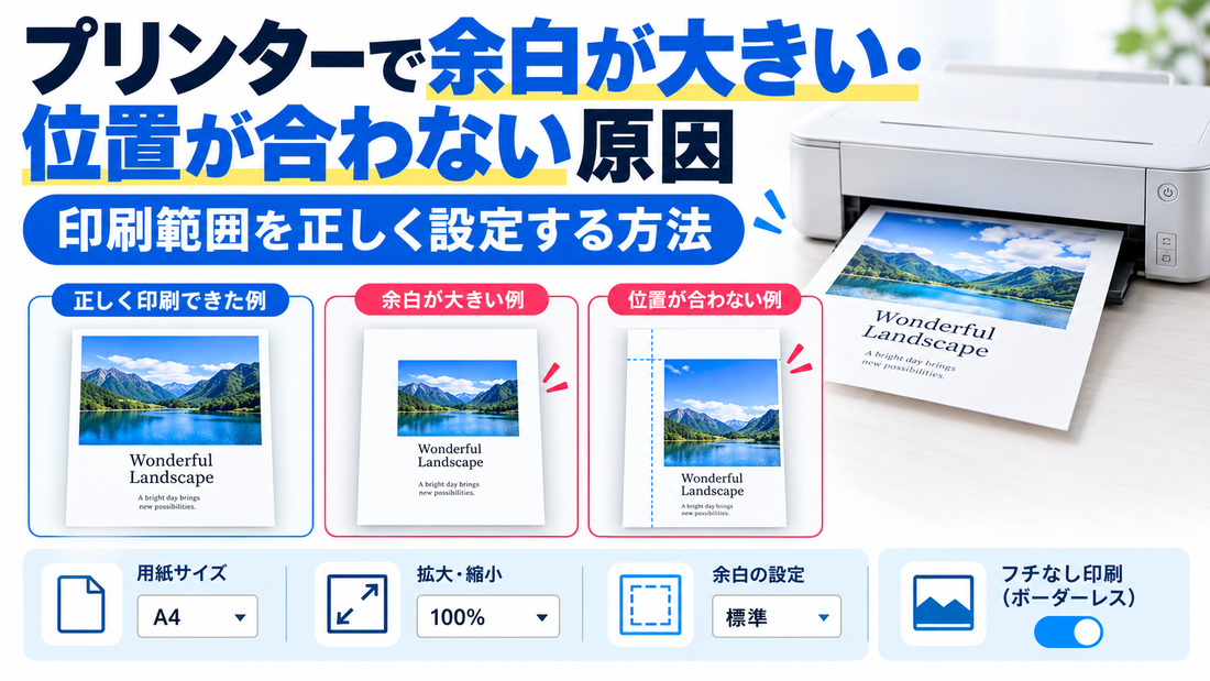 プリンターで余白が大きい・位置が合わない原因｜印刷範囲を正しく設定する方法