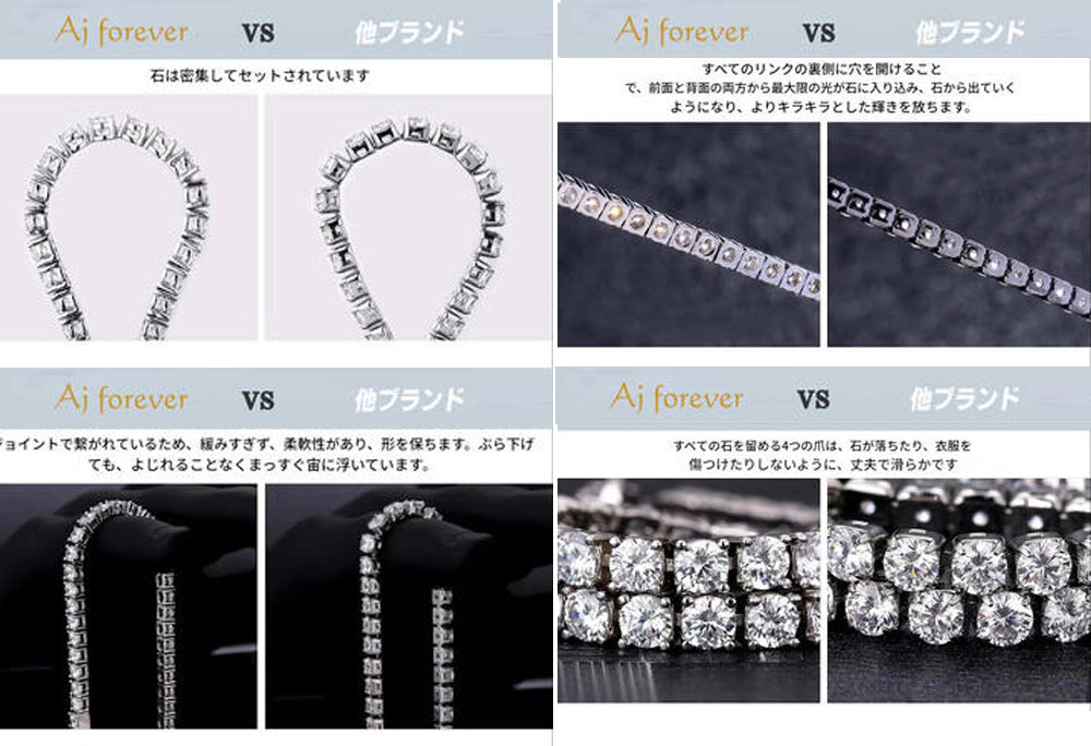 モアサナイト　ダイヤモンド の2.5倍の輝き Aj forever  シルバー925 テニスチェーンネックレス