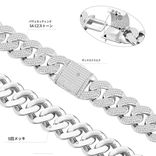 Aj forever 5A最高クラス CZ ダイヤ キュービックジルコニア マイアミキューバンチェーン ネックレス