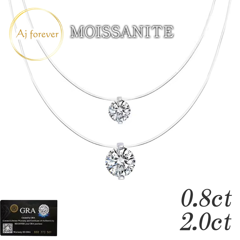 ダイヤモンド の2.5倍の輝き Aj forever モアサナイト 0.8ct 2.0ct シルバー925 プチネックレス