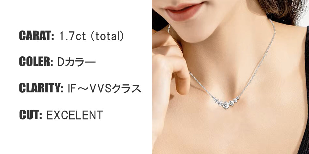 ダイヤモンド の2.5倍の輝き Aj forever モアサナイト 1.7ct シルバー925 プチネックレス