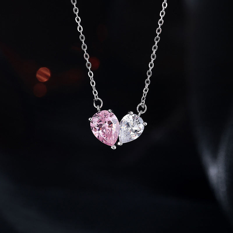 ピンクダイヤモンド の2.5倍の輝き Aj forever ピンクモアサナイト 1.5ct シルバー925 ハート型 プチネックレス