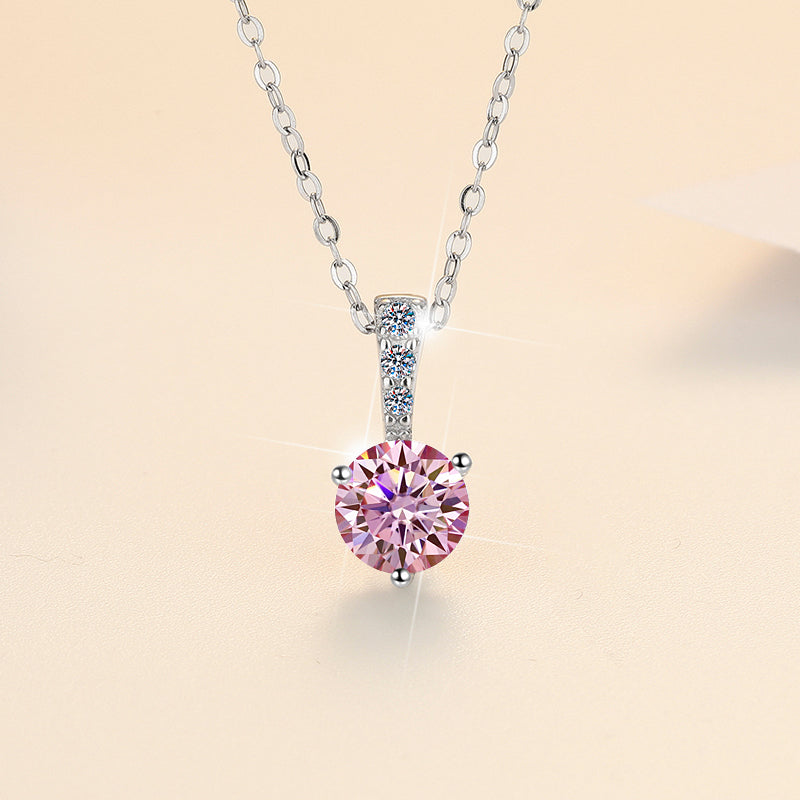 ピンクダイヤモンド の2.5倍の輝き Aj forever ピンクモアッサナイト １ct シルバー925 プチネックレス