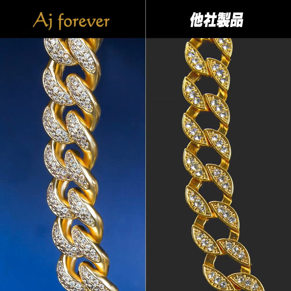 Aj forever 5A最高クラス CZ ダイヤ キュービックジルコニア マイアミキューバンチェーン ネックレス