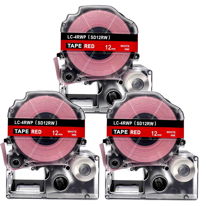テプラテープ 12mm 赤 白文字 SD12RW 1個から  互換 キングジム対応 強粘着 12mm テープ幅 赤地 / 白文字 テプラPRO用 互換品 テプラ PRO 互換テープ 長さ 8m ラベルライター ラベルプリンター TEPRA PRO 用 互換テープカートリッジ  お名前シール