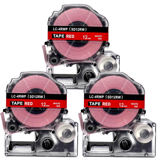 テプラテープ 12mm 赤 白文字 SD12RW 1個から  互換 キングジム対応 強粘着 12mm テープ幅 赤地 / 白文字 テプラPRO用 互換品 テプラ PRO 互換テープ 長さ 8m ラベルライター ラベルプリンター TEPRA PRO 用 互換テープカートリッジ  お名前シール