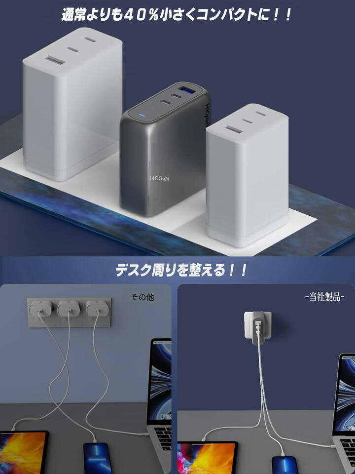 PD充電器 GaN 急速充電器 140W PD3.1 3台同時充電可能 3ポート GaN+ USB C 充電器 ノートパソコン 急速充電器  窒化ガリウム PPS 3ポート USB-C 壁挿し式パワーアダプター MacBook Pro Dell XPS iPhone 16/15 Pro Max iPad Pro  タブレットChromebook対応 PSE認証済み