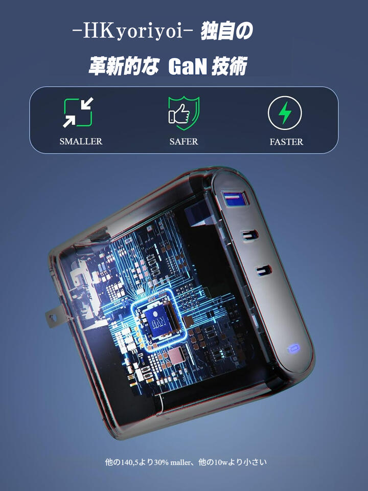PD充電器 GaN 急速充電器 140W PD3.1 3台同時充電可能 3ポート GaN+ USB C 充電器 ノートパソコン 急速充電器  窒化ガリウム PPS 3ポート USB-C 壁挿し式パワーアダプター MacBook Pro Dell XPS iPhone 16/15 Pro Max iPad Pro  タブレットChromebook対応 PSE認証済み