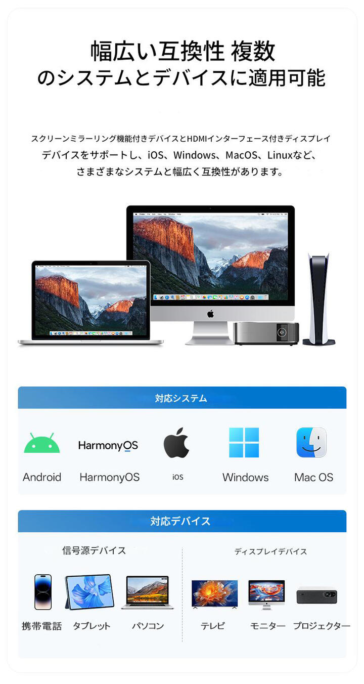 ワイヤレス HDMI スマートフォン対応 Type-C × HDMI トランスミッタ ＆レシーバー 送受信機セット スマホ対応 iPhone android ミラーリング 1080P 5G 長伝送距離  無線 タイプC hdmi WiFi不要 携帯電話 パソコン ビデオ オーディオ テレビ ゲーム プロジェクター モニター