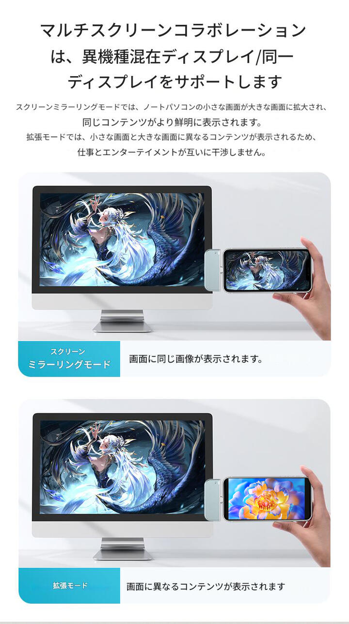 ワイヤレス HDMI スマートフォン対応 Type-C × HDMI トランスミッタ ＆レシーバー 送受信機セット スマホ対応 iPhone android ミラーリング 1080P 5G 長伝送距離  無線 タイプC hdmi WiFi不要 携帯電話 パソコン ビデオ オーディオ テレビ ゲーム プロジェクター モニター