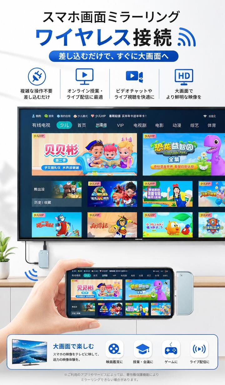 ワイヤレス HDMI スマートフォン対応 Type-C × HDMI トランスミッタ ＆レシーバー 送受信機セット スマホ対応 iPhone android ミラーリング 1080P 5G 長伝送距離  無線 タイプC hdmi WiFi不要 携帯電話 パソコン ビデオ オーディオ テレビ ゲーム プロジェクター モニター
