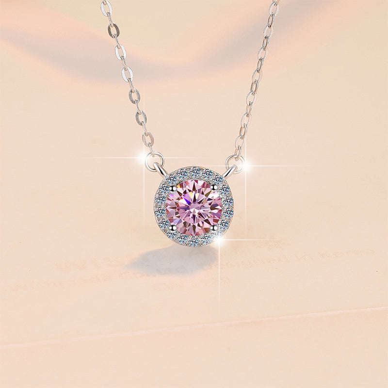 ピンクダイヤモンド の2.5倍の輝き Aj forever ピンクモアッサナイト １ct シルバー925 プチネックレス