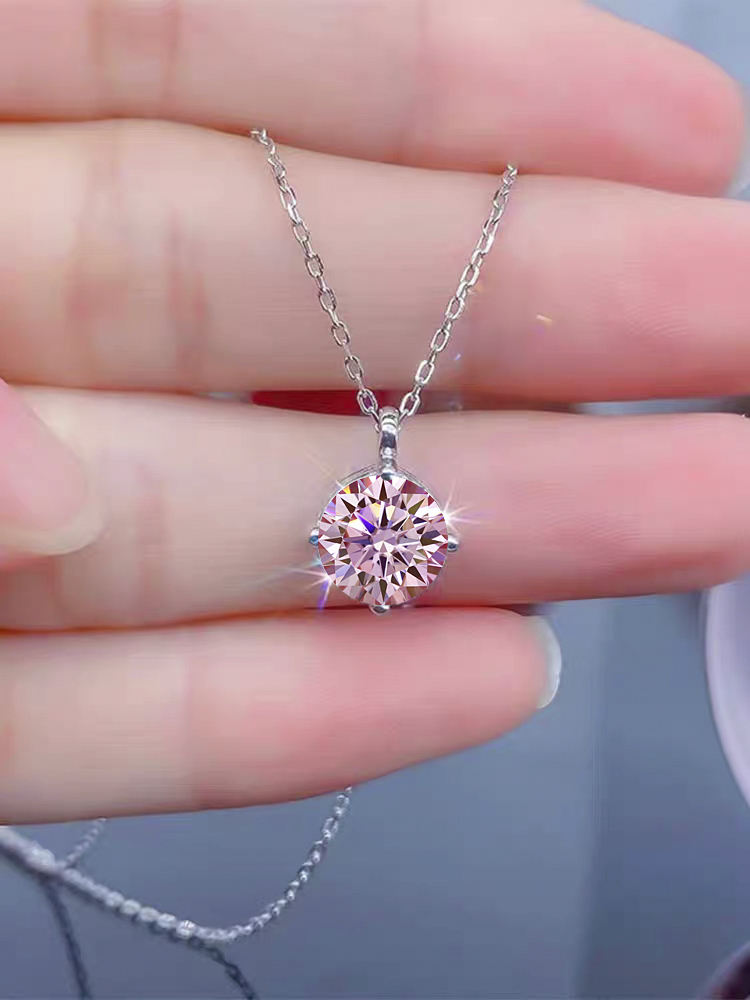 ピンクダイヤモンド の2.5倍の輝き Aj forever ピンクモアッサナイト １ct シルバー925 プチネックレス