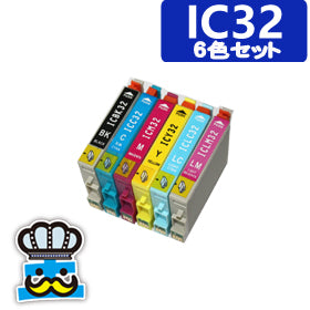 プリンターインク エプソン IC32 6色セット IC6CL32 互換インク EPSON 対応機種： PM-A890 PM-D800 PM-G730 PM-A870 PM-D770 PM-G820 PM-G720 PM-A850V PM-A850 PM-D750V PM-D750 PM-G800V PM-G800 PM-G700