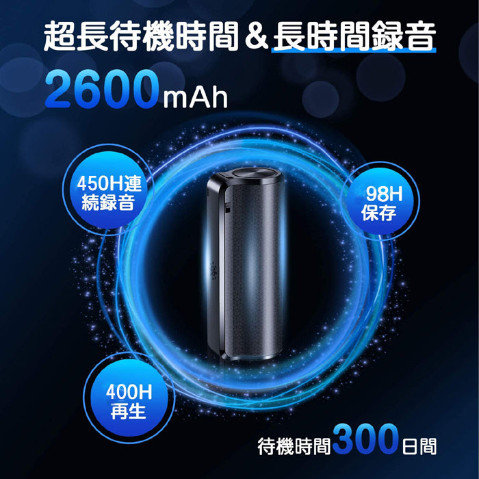 ボイスレコーダー 小型 長時間録音 【増強版】高音質 450時間連続録音 超軽量 長時間録音 8GB ICボイスレコーダー 録音機 マグネット付き 300日間待機時間 高音質 OTG機能 ノイズキャンセリング技術 ワンタッチ録音 簡単操作 自動保存