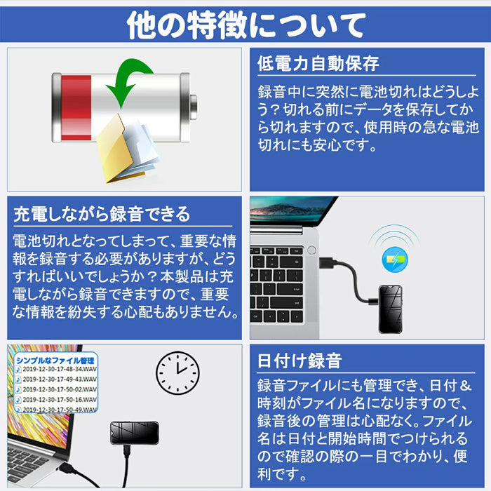 ボイスレコーダー 小型 32GB iPhone android スマホ 録音管理 最大2276時間録音 大容量 軽量 長時間録音 USB充電 ICボイスレコーダー 録音機 超小型 マグネット 磁石 音声検知 遠距離録音 簡単操作 高音質 ワンタッチ ビジネス 授業 インタビューなどに QZT アイフォン IOS