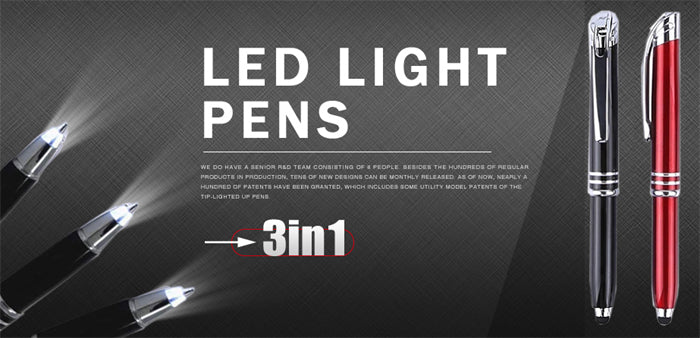光る ボールペン LED付 タッチペン 3in1 多機能ペン