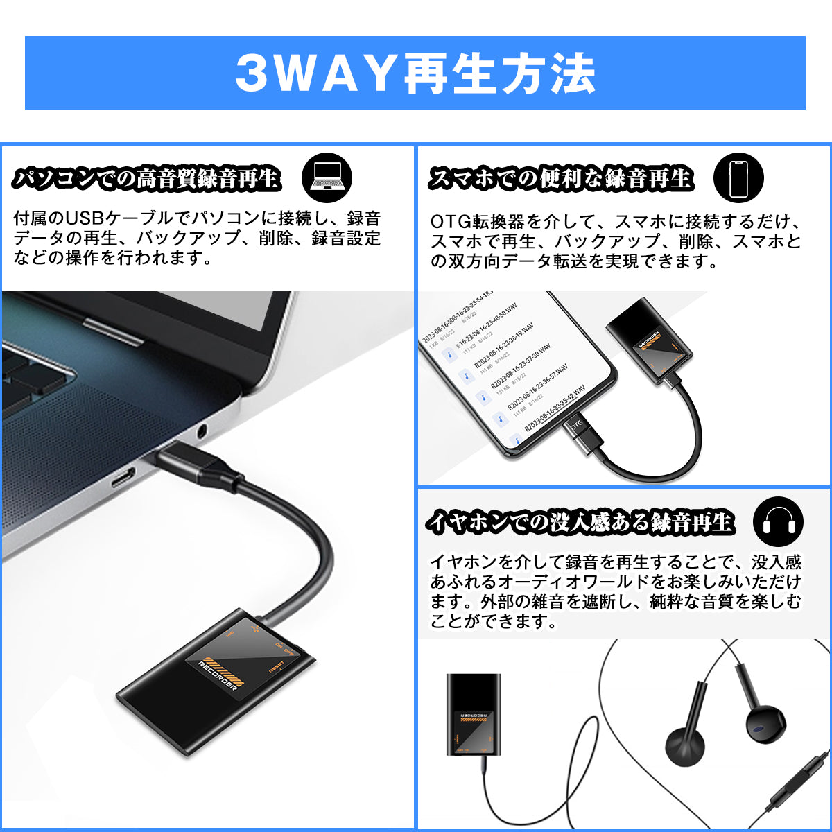 ボイスレコーダー 小型 薄型 磁石付き 長時間録音 ICレコーダー 高音質 軽量 16GB 30時間連続録音 マグネット 超遠距離録音 録音機 軽量 ワンタッチ録音 OTG対応