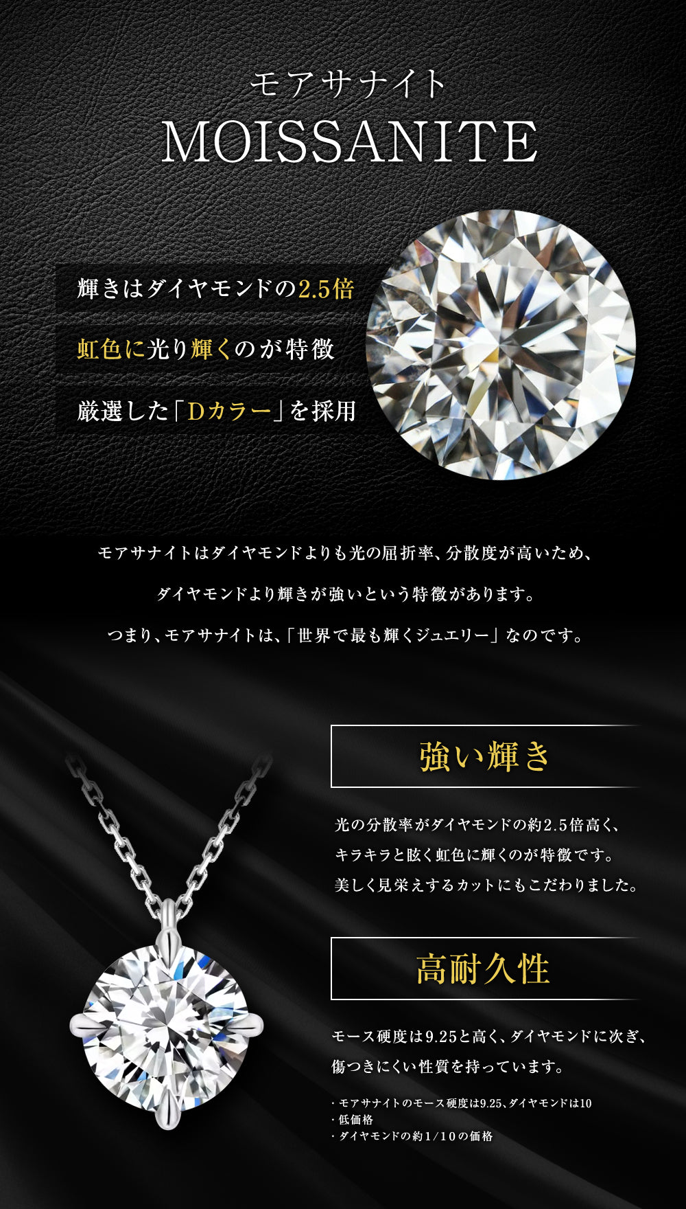 ダイヤモンド の2.5倍の輝き Aj forever モアッサナイト 0.5ct シルバー925 プチネックレス
