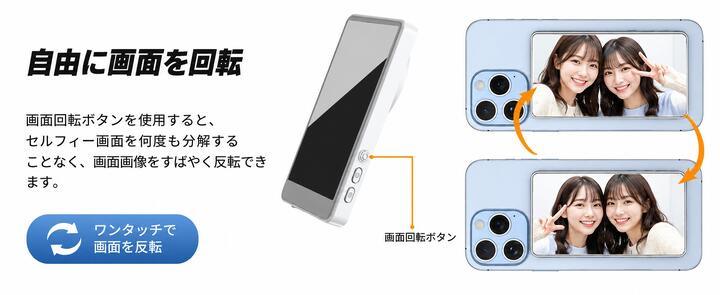 自撮りモニター Vlog撮影用 ワイヤレス ミラーリング 自撮り スマホ 外部スクリーン 高解像度 リモコン付き iPhone/Android対応 magsafe マグセーフ 自撮りスクリーン iPhone スマホ 背面モニター 磁気式 Vlog対応 カメラモニター高精細ディスプレイ ビデオ録画 ライブ配信
