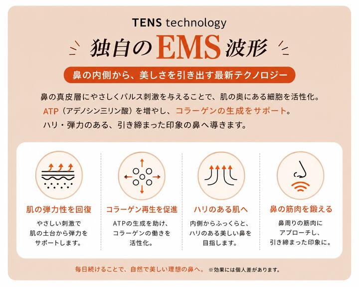 EMS 鼻 美顔器 ノーズクリップ 鼻筋 小鼻 引き締め 美鼻 リフトアップ USB充電 10段階 6モード 15分ケア