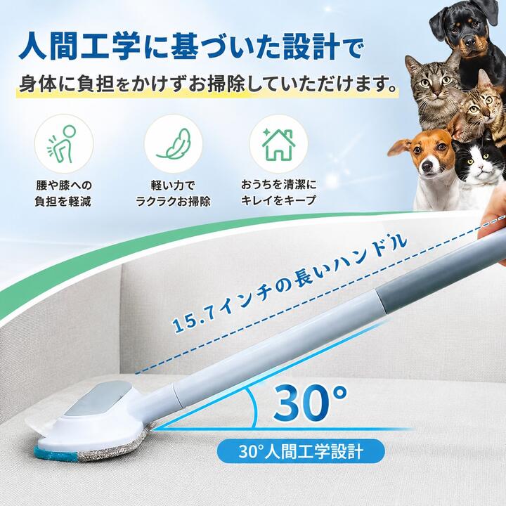 スクリーンクリーニングブラシ 4in1 抜け毛取りクリーナー 窓ガラス掃除ブラシ