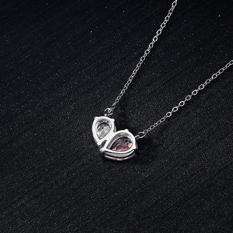 ピンクダイヤモンド の2.5倍の輝き Aj forever ピンクモアサナイト 1.5ct シルバー925 ハート型 プチネックレス