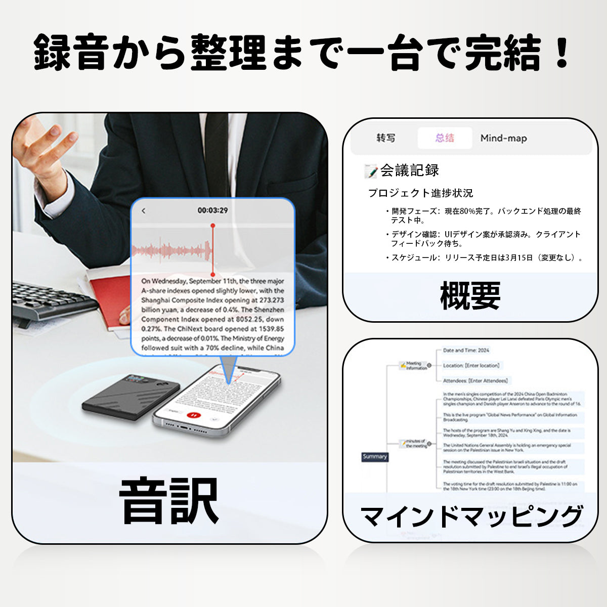 AIボイスレコーダー AI ChatGPT 32GB 小型　録音 文字起こし 要約 会話翻訳 翻訳機 GPT-4o OpenAI スマホ連携 アンドロイド iphone