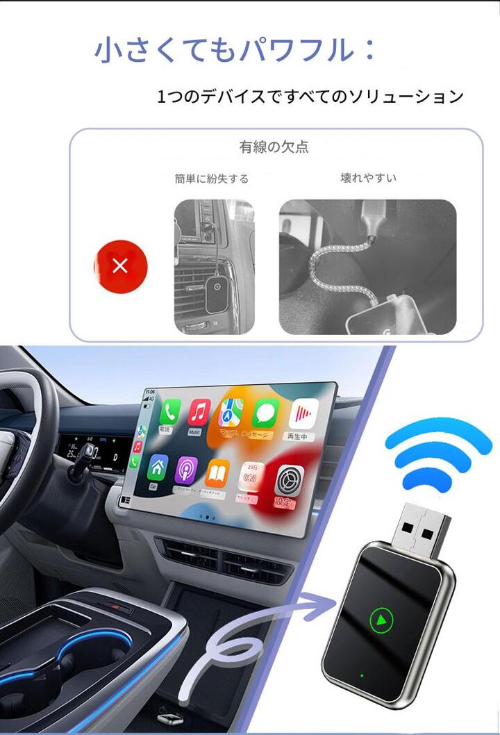 ワイヤレス CarPlay ai box アダプター【新製品 】 カープレイ ワイヤレス & Android Auto アダプター 2in1  カーオーディオ カーナビ 無線 自動接続 カーアダプター iPhone Android ios スマホ用 ハンズフリー通話 カーナビ Googleマップ 音楽 Bluetooth通話  ミラーリング