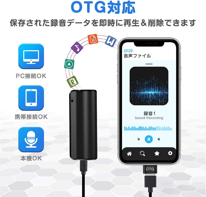 ボイスレコーダー 小型 長時間録音 【増強版】高音質 450時間連続録音 超軽量 長時間録音 8GB ICボイスレコーダー 録音機 マグネット付き 300日間待機時間 高音質 OTG機能 ノイズキャンセリング技術 ワンタッチ録音 簡単操作 自動保存