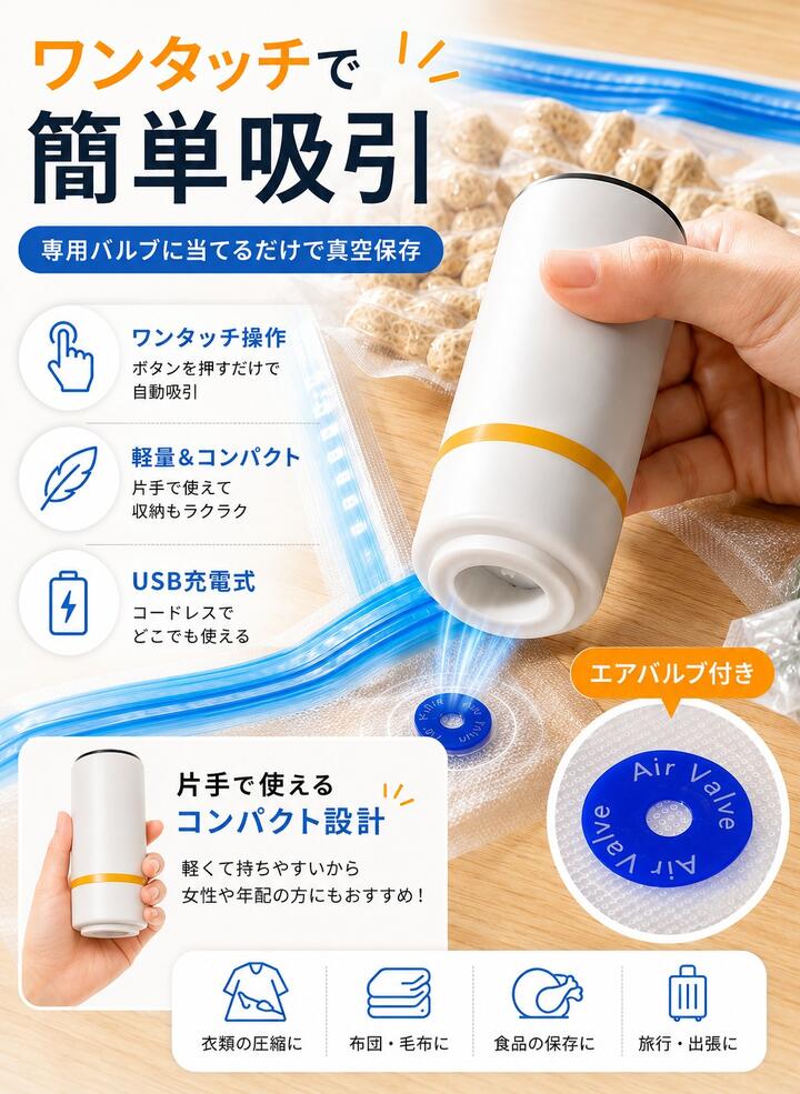 真空パック機 小型 真空パック器 真空パック５袋プレゼント真空シーラー 真空保存 手持ち式 コンパクト 持ち運び ヒートシーラー フードシーラー 真空ポンプ 自動真空 フードセーバー ヒートシーラー フードシーラー 鮮度長持ち 乾湿対応 真空ポンプ 家庭用