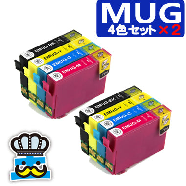 プリンターインク エプソン MUG ４色セット ×２セット MUG-4CL 互換インク マグカップ EPSON 対応機種 EW-052A EW-452A